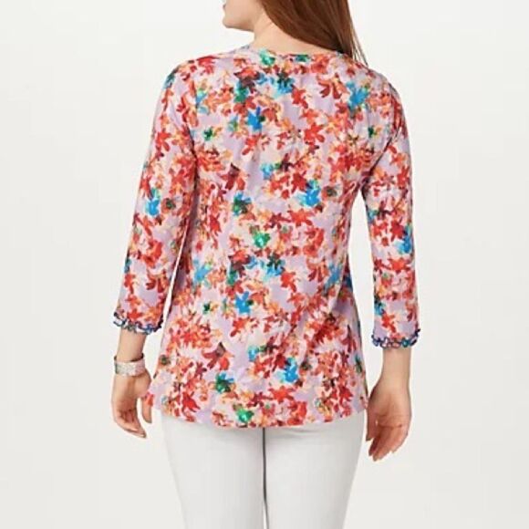 LOGO by Lori Goldstein Cotton Modal 3/4 Sleeve Top - Picture 3 of 5